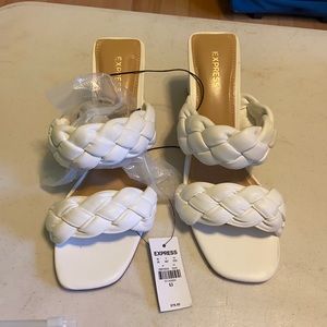 NWT Size 8.5 White Braided Heels Sandals